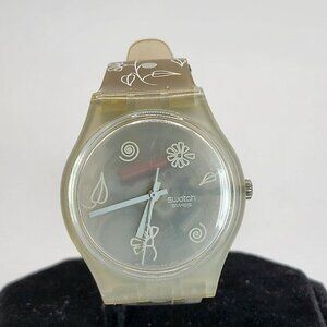 Vintage‎ Swatch Women's Jellyfish Transparent Floral Watch 2000 - WORKING